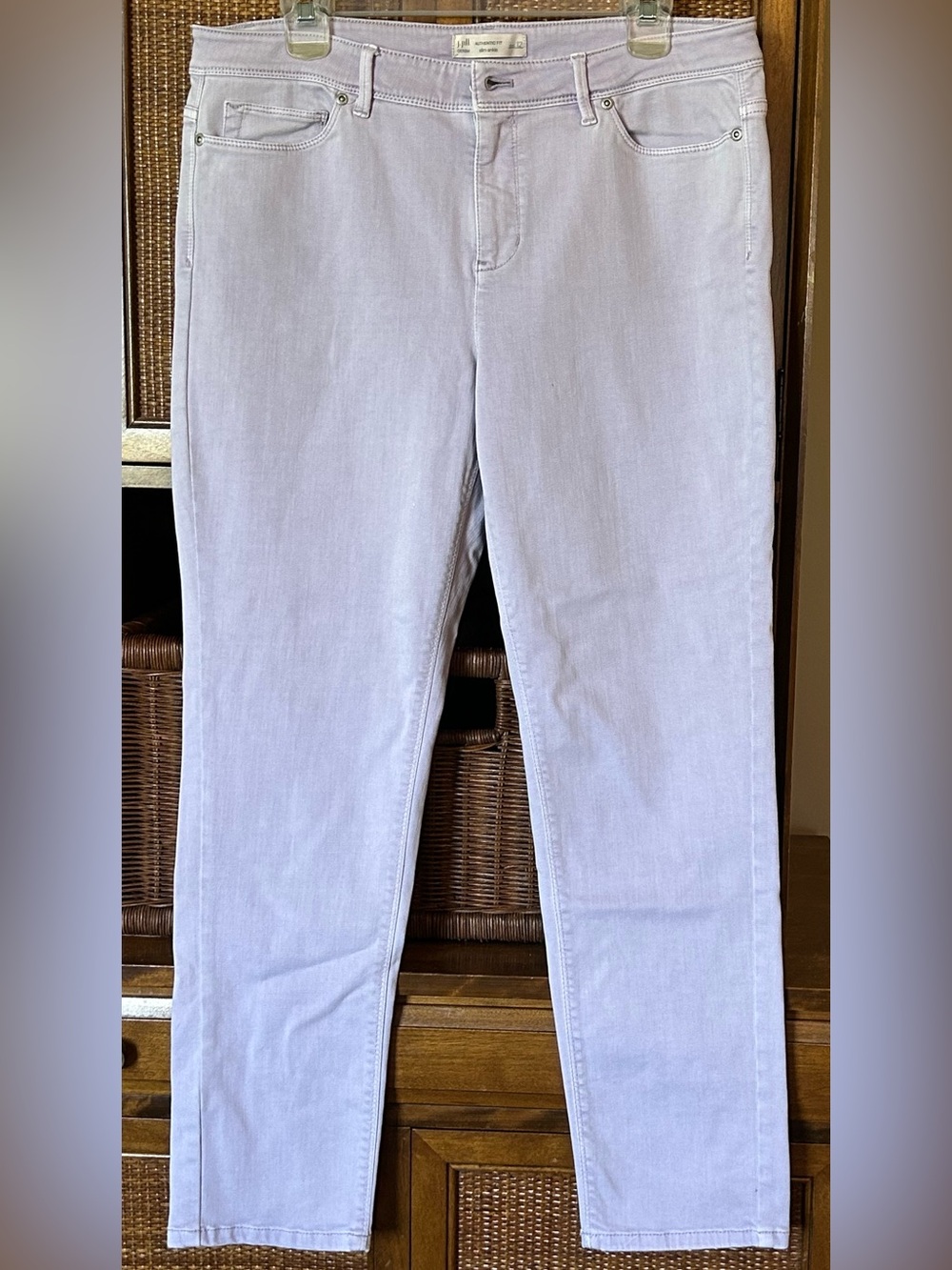 J. Jill Authentic Fit Slim Ankle Jeans in Lavender.